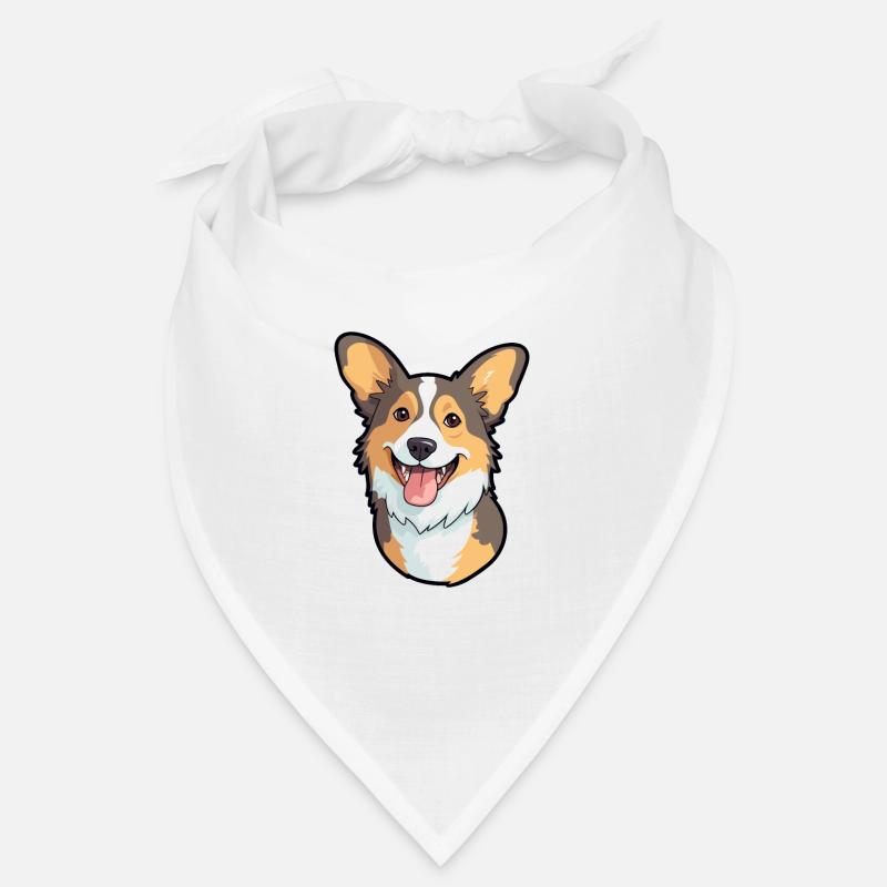 Strickjacke Welsh Corgi Hunderasse Aquarell Karikatur Bandana
