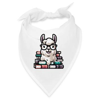 Bücherwurm Lama: Das literarische Alpaka - Bandana - Weiß - Vorne