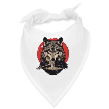 Wolf Ramen Nudeln Wolfkopf Wölfe - Bandana - Weiß - Vorne