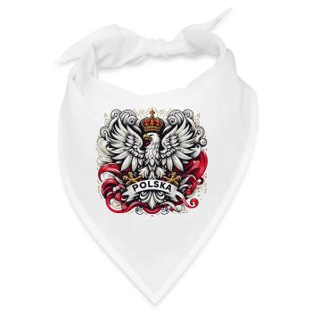 Polen Polska polnisch Wappen Adler Flagge Geschenk - Bandana - Weiß - Vorne