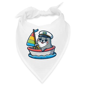 Segelrobbe: Der nautische Seefahrer - Bandana - Weiß - Vorne