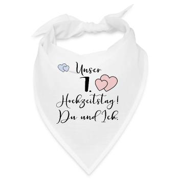 Unser erster Hochzeitstag Ehepaar - Bandana - Weiß - Vorne