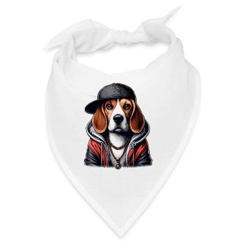 Beagle Gangsta Hund Cappy Geschenk - Bandana - Weiß - Vorne