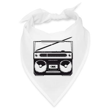 Kassetten Recorder im 80er Stencil Look - Bandana - Weiß - Vorne
