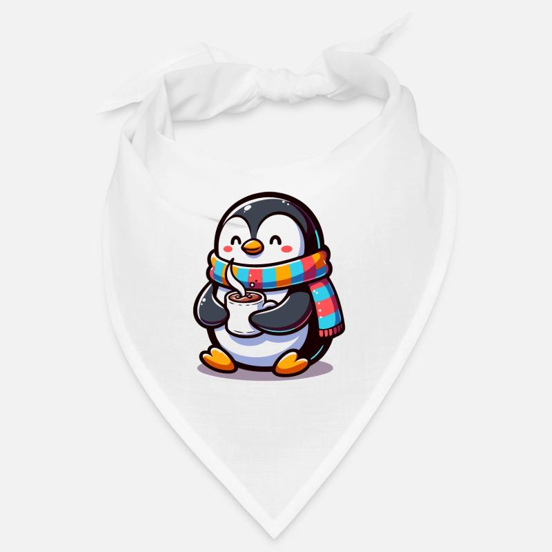 Charmanter Pinguin mit buntem Schal Bandana