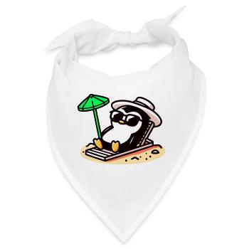 Sonnenbadender Pinguin: Strandtag Chill - Bandana - Weiß - Vorne