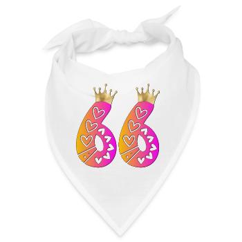 66. Geburtstag - Krone - Bandana - Weiß - Vorne