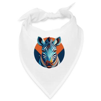 Chromatisches Zebra im geometrischen Kreis - Bandana - Weiß - Vorne