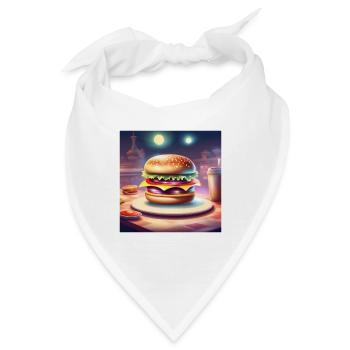 Burger, Hamburger, Fast Food - Bandana - Weiß - Vorne