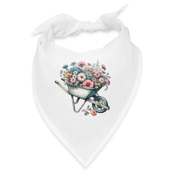 Schubkarre gefüllt mit pastellfarbenen Blumen - Bandana - Weiß - Vorne