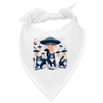 Alien Ufos Ufo Katze Katzen Geschenk - Bandana - Weiß - Vorne