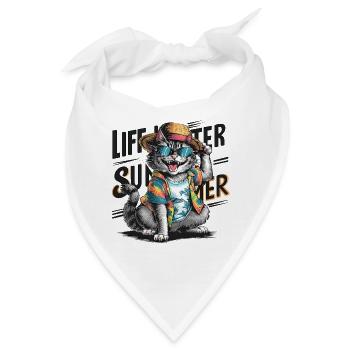 Süße Katze mit Sommeroutfit und Sonnenbrille - Bandana - Weiß - Vorne