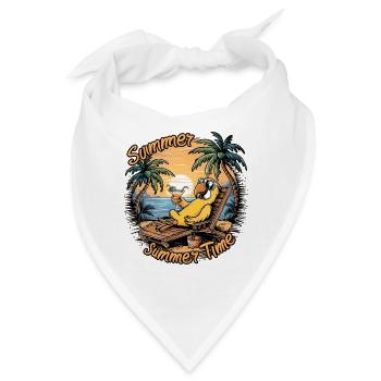 Sommerpapagei mit Sonnenbrille auf Strandkorb - Bandana - Weiß - Vorne