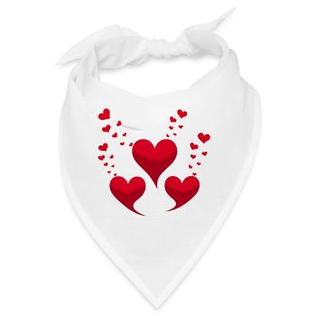 Rote Herzen - Bandana - Weiß - Vorne