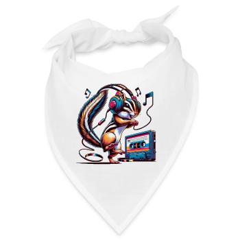 fröhliches Streifenhörnchen mit Kopfhörern - Bandana - Weiß - Vorne