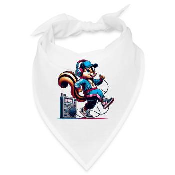 fröhliches Streifenhörnchen mit Kopfhörern - Bandana - Weiß - Vorne