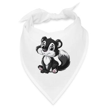 Süßer Skunk Cartoon Charakter - Bandana - Weiß - Vorne