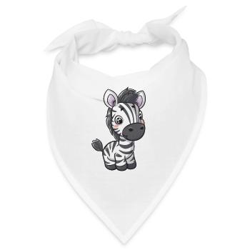 Comic-Stil Kawaii Zebra Aufkleber – Isoliert - Bandana - Weiß - Vorne