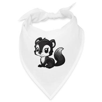 Niedlicher Skunk Mit Großen Augen - Bandana - Weiß - Vorne