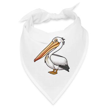Stolzer Pelikan In Eleganter Pose - Bandana - Weiß - Vorne