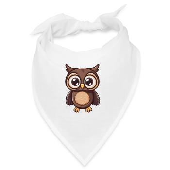 Verspielte Eule Mit Großen Augen - Bandana - Weiß - Vorne