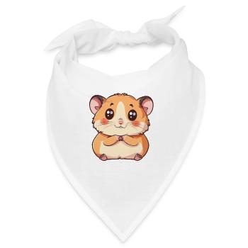 Niedlicher Hamster Mit Großen Augen - Bandana - Weiß - Vorne