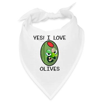 ICH LIEBE OLIVEN CARTOON - Bandana - Weiß - Vorne