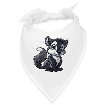 Niedlicher Skunk Mit Großen Augen - Bandana - Weiß - Vorne