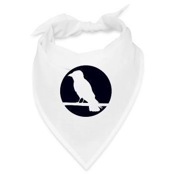 Krähe auf Ast - Bandana - Weiß - Vorne