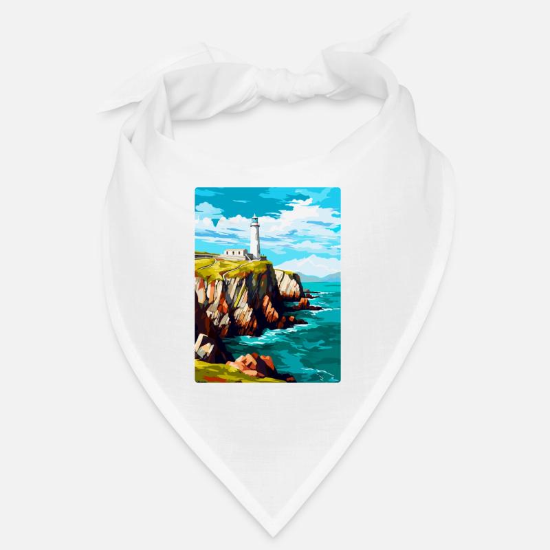 South Stack Cliffs Anglesey Vintage Reiseposter Bandana
