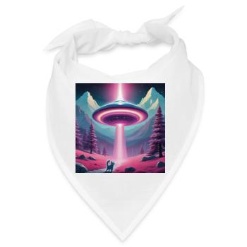 Ufo mit Kätzchen - Bandana - Weiß - Vorne