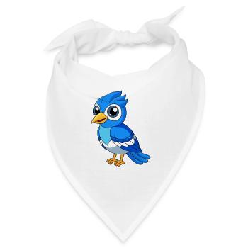 Blue Jay Niedliche Maskottchen Zeichentrickfigur Kawaii - Bandana - Weiß - Vorne