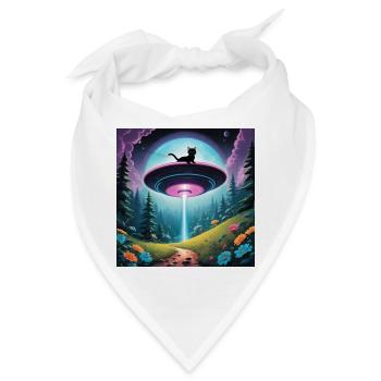 Ufo mit Kätzchen - Bandana - Weiß - Vorne
