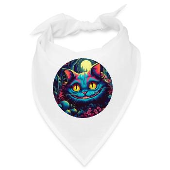 Grinsekatze Alice im Wunderland Zauberwald - Bandana - Weiß - Vorne
