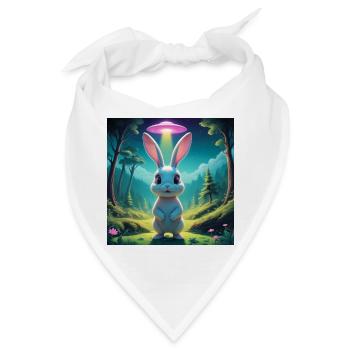 Hase mit UFO - Bandana - Weiß - Vorne