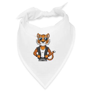 Tiger Lustige Cartoon Kawaii Jacke Sonnenbrille - Bandana - Weiß - Vorne