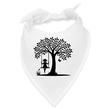 Silhouetten-Motiv eines Mädchens auf der Schaukel - Bandana - Weiß - Vorne