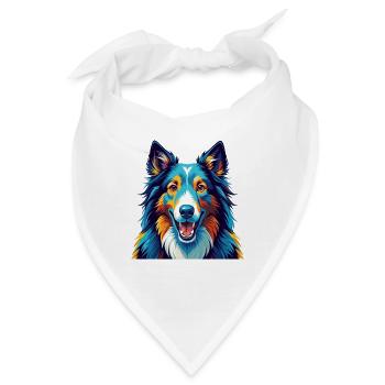 Scotch Collie Hunderasse Bunte Karikatur Kawaii - Bandana - Weiß - Vorne
