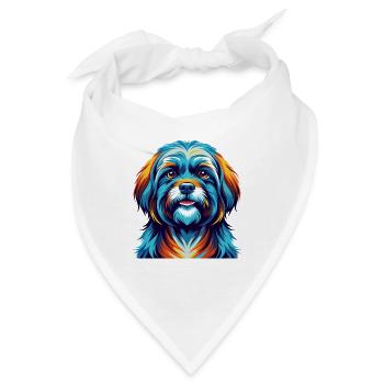 Tibetische Kyi Apso Hunderasse Bunte Karikatur Kawaii - Bandana - Weiß - Vorne