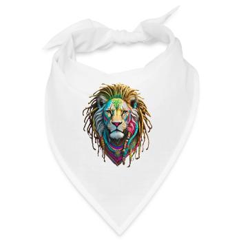 Bunte Afro Löwen und kunstvolle Dreadlocks - Bandana - Weiß - Vorne