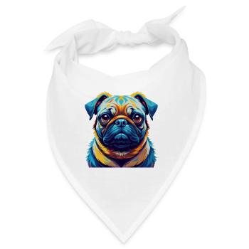 Mops Hund Rasse Buntes Aquarell Karikatur Kawaii - Bandana - Weiß - Vorne