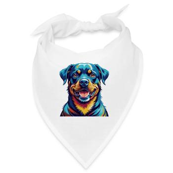 Rottweiler Hunderasse Bunt Karikatur Kawaii - Bandana - Weiß - Vorne
