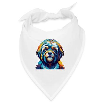 Tibetische Kyi Apso Hunderasse Bunte Karikatur Kawaii - Bandana - Weiß - Vorne
