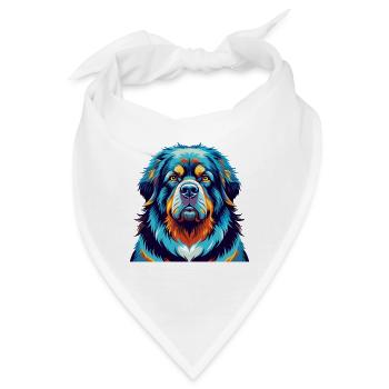 Tibetische Dogge Hunderasse Bunte Karikatur Kawaii - Bandana - Weiß - Vorne