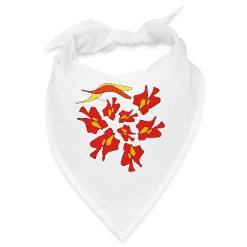 Klatschmohn geometrisch ornamental abstrakt - Bandana - Weiß - Vorne