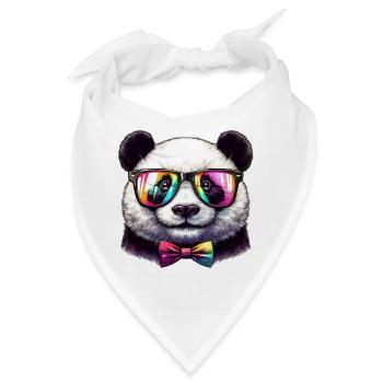Panda mit Brille und Fliege - Bandana - Weiß - Vorne