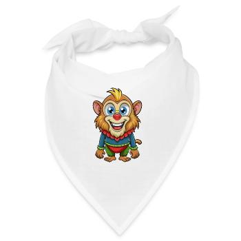 Mandrill Niedliche Zeichentrickfigur Kawaii Clipart - Bandana - Weiß - Vorne