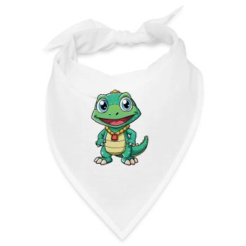 Monitor Eidechse Cartoon Figur Kawaii Clipart - Bandana - Weiß - Vorne