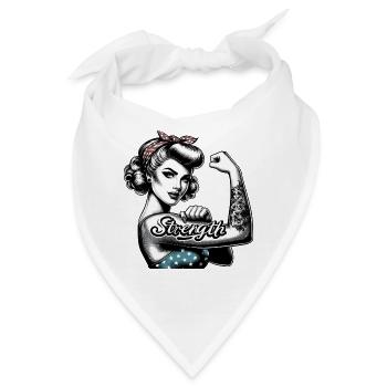 Stärke starke Frau Rockabilly Geschenk - Bandana - Weiß - Vorne