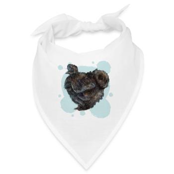 Das schwarze Seidenhuhn - Bandana - Weiß - Vorne
